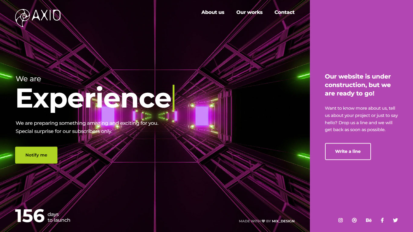 Axio Coming Soon Template Preview Screen