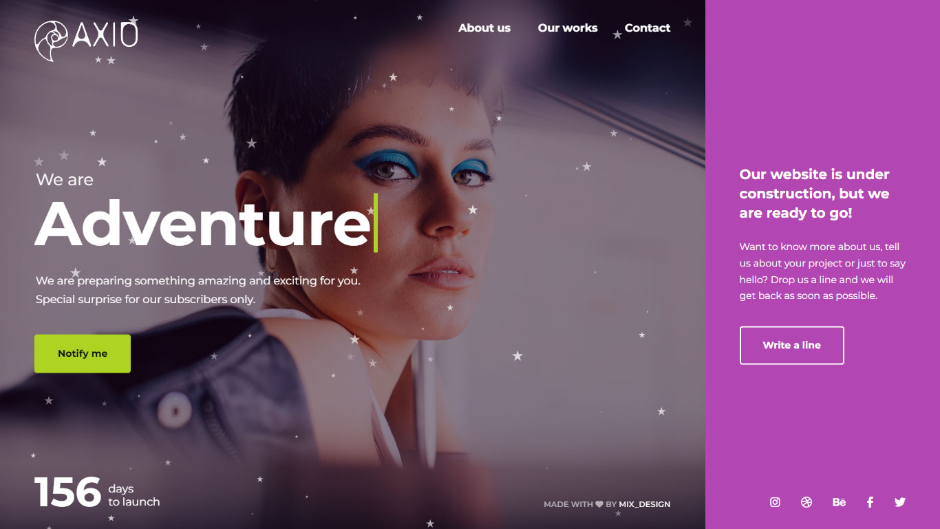 Axio Coming Soon Template Preview Screen