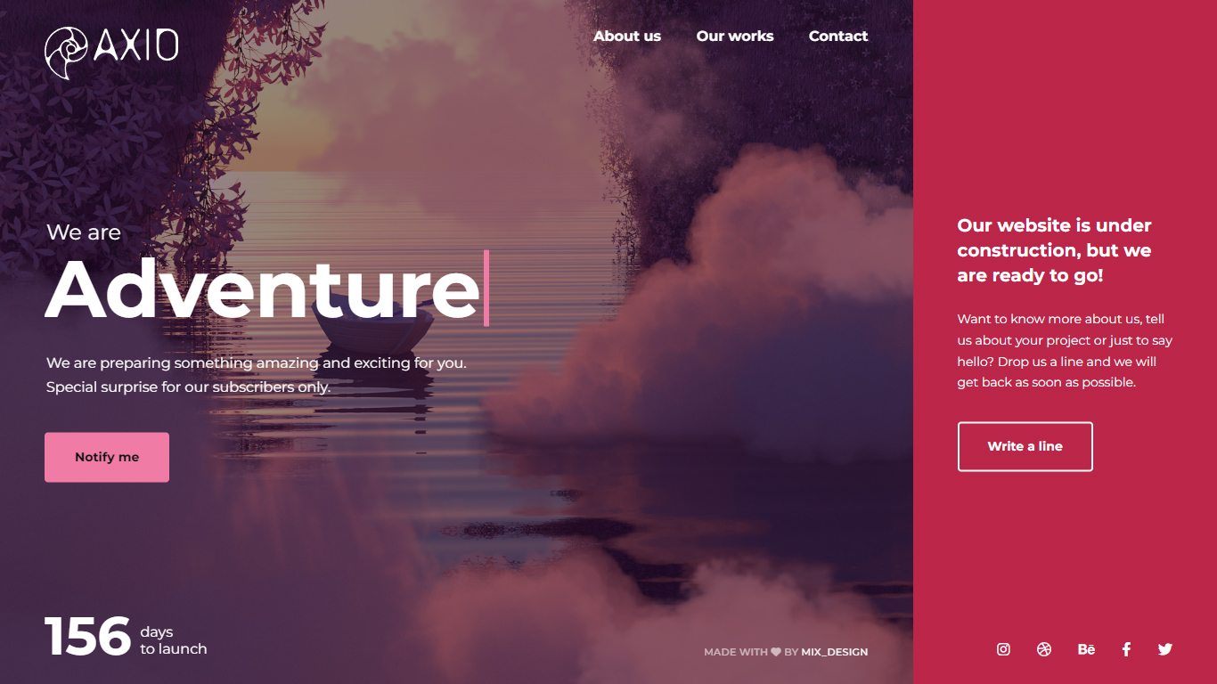 Axio Coming Soon Template Preview Screen